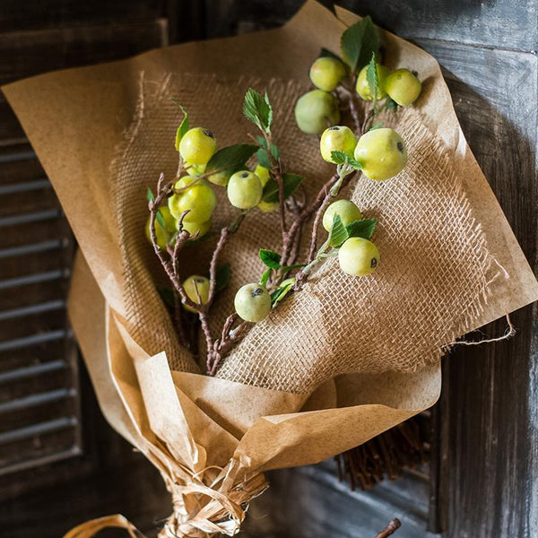 Artificial Fruit Mini Apple Stems in Green 23" Tall Silk Plant