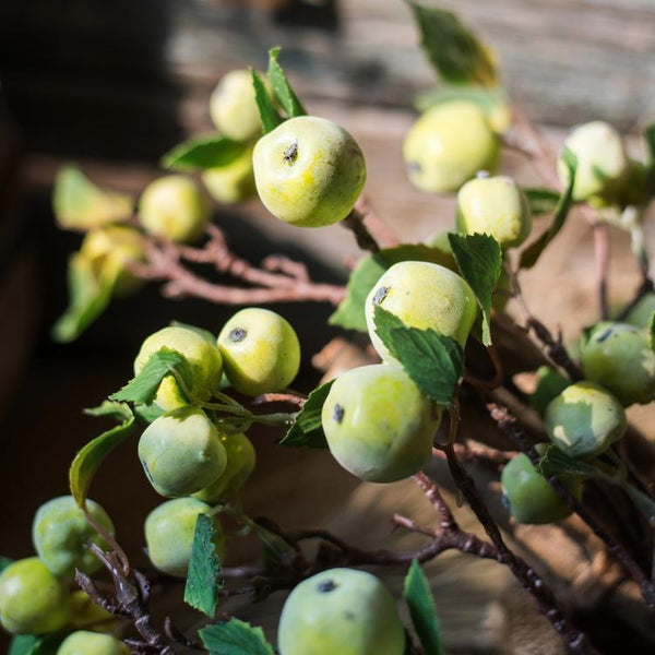 Artificial Fruit Mini Apple Stems in Green 23" Tall Silk Plant