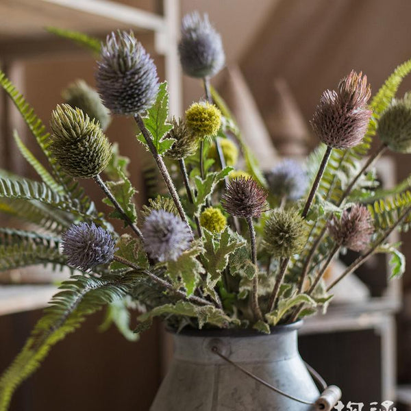 Faux Silk Artificial Thistle Flower Stem 26" Tall