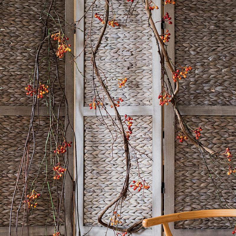Artificial Vine Orange Faux Berry 39" Long