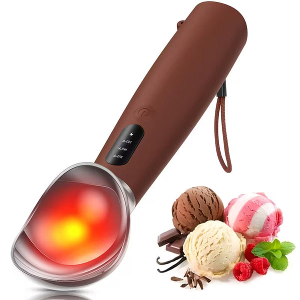 Electric Heated Ice Cream Scoop – USB-C Rechargeable Ice Cream Scooper with 3 Adjustable Temperature Settings