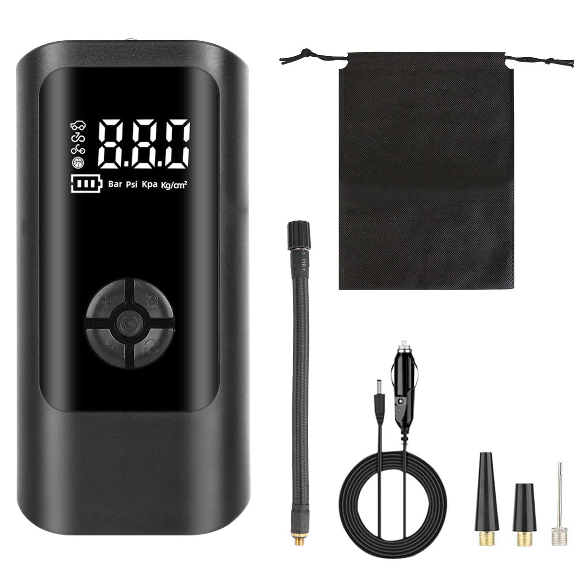 Portable Car Tire Inflator with LED Light & Digital Display