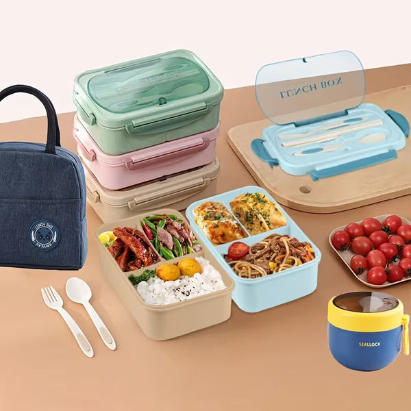 3-Piece Bento Lunch Box Set with Insulated Bag – Portable Leak-Resistant Food Containers for Work, School &amp; Picnics