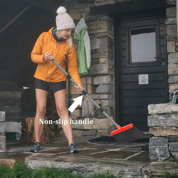 Self-Cleaning Broom and Dustpan Set – Upright Floor Sweeping Kit with Dustpan Teeth for Indoor & Outdoor Cleaning
