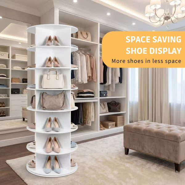 7-Tier 360° Rotating Shoe Rack – Spinning Shoe Organizer & Vertical Storage Tower