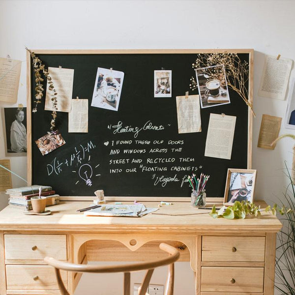 Black Magnetic Chalk Board with Solid Wood Frame