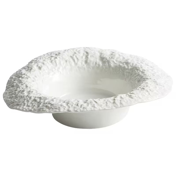 Italian-Style Ceramic Deep Serving Plate – Rock-Textured Wide-Rim Soup Bowl for Pasta, Desserts &amp; Fine Dining