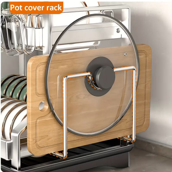 2-Tier Stainless Steel Dish Drying Rack – Rust-Resistant Kitchen Organizer with Automatic Drainage