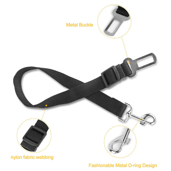 Dog Seat Belt Leash 2-Pack Adjustable Car Safety Harness