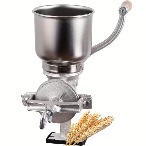 Heavy-Duty Manual Grain Grinder with High Hopper &amp; Table Clamp – Hand Crank Food Mill for Corn, Wheat, Nuts &amp; Flour