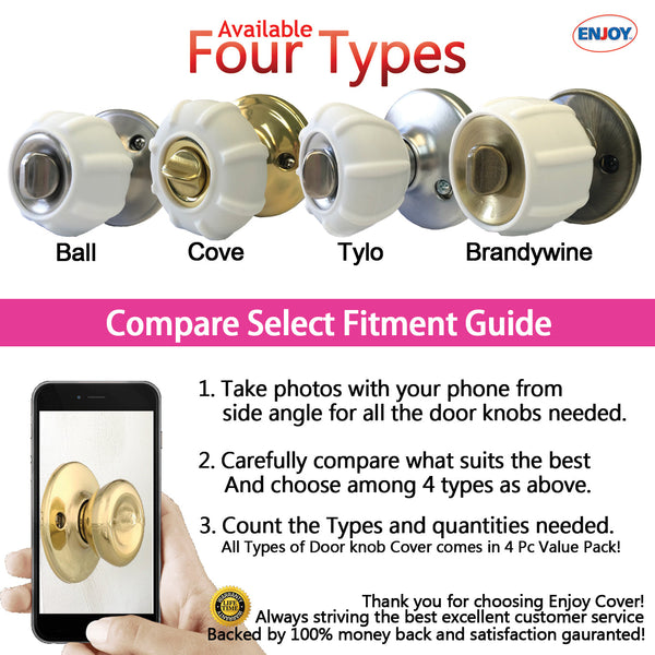 Enjoy Cover 4 Pack Door Knob Grip Covers – Non-Slip Silicone