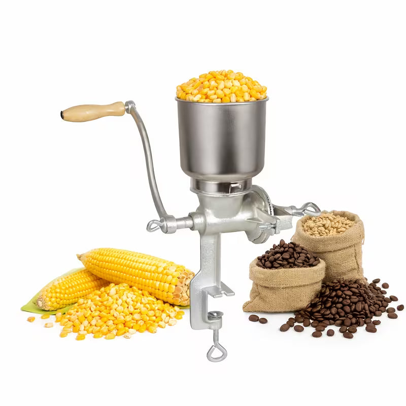 Heavy-Duty Manual Grain Grinder with High Hopper &amp; Table Clamp – Hand Crank Food Mill for Corn, Wheat, Nuts &amp; Flour