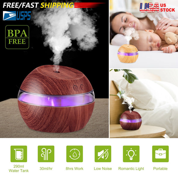 Ultrasonic Aroma Essential Oil Diffuser Wood Grain