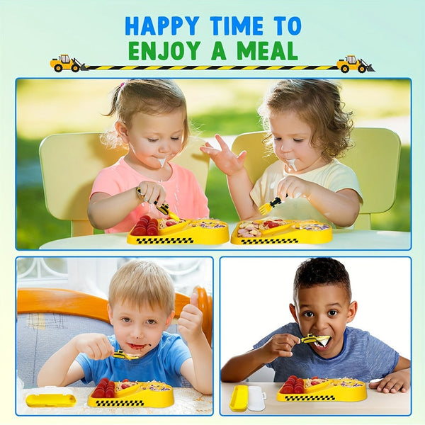 Cartoon Children's Fork and Spoon Set – Cute Tanker Fork and Spoon for Babies and Toddlers, Fruit-Themed Independent Eating Tableware