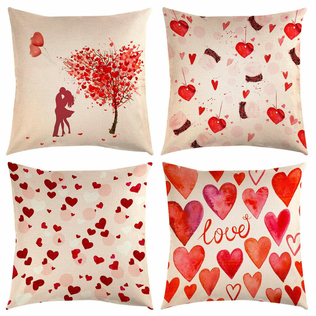 TUPARKA Valentine's Day Throw Pillow Covers 18x18 Inch 4 Pack