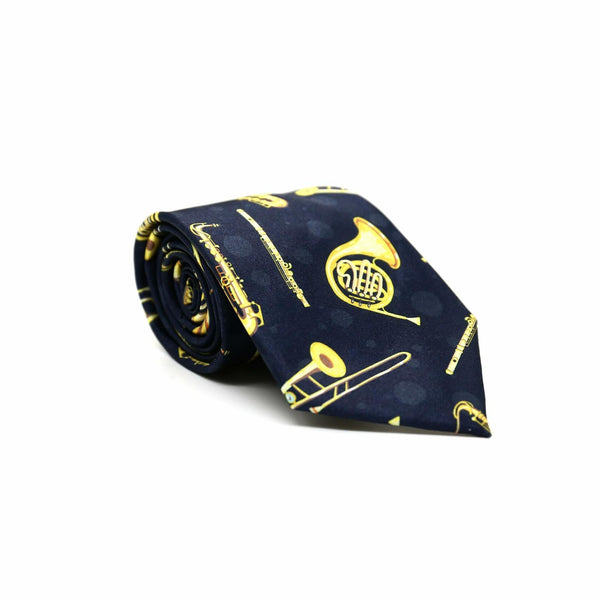 Yrassio Musical Instruments Tie Trumpet Saxophone Novelty Skinny Necktie