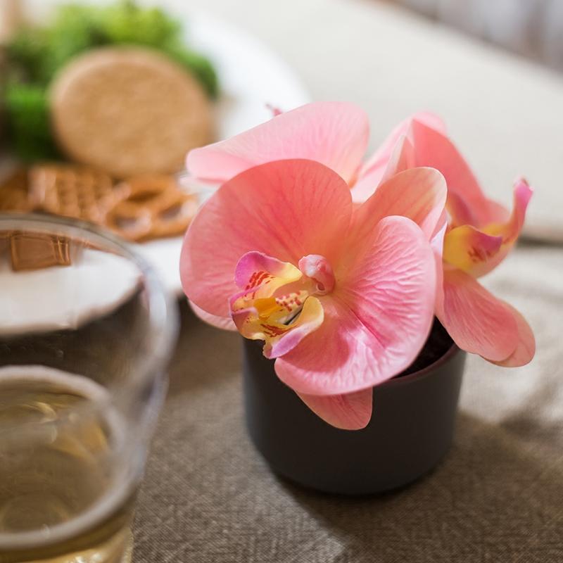 Artificial Flower Mini Real Touch Orchid in Peach Pink · ColorPopMart