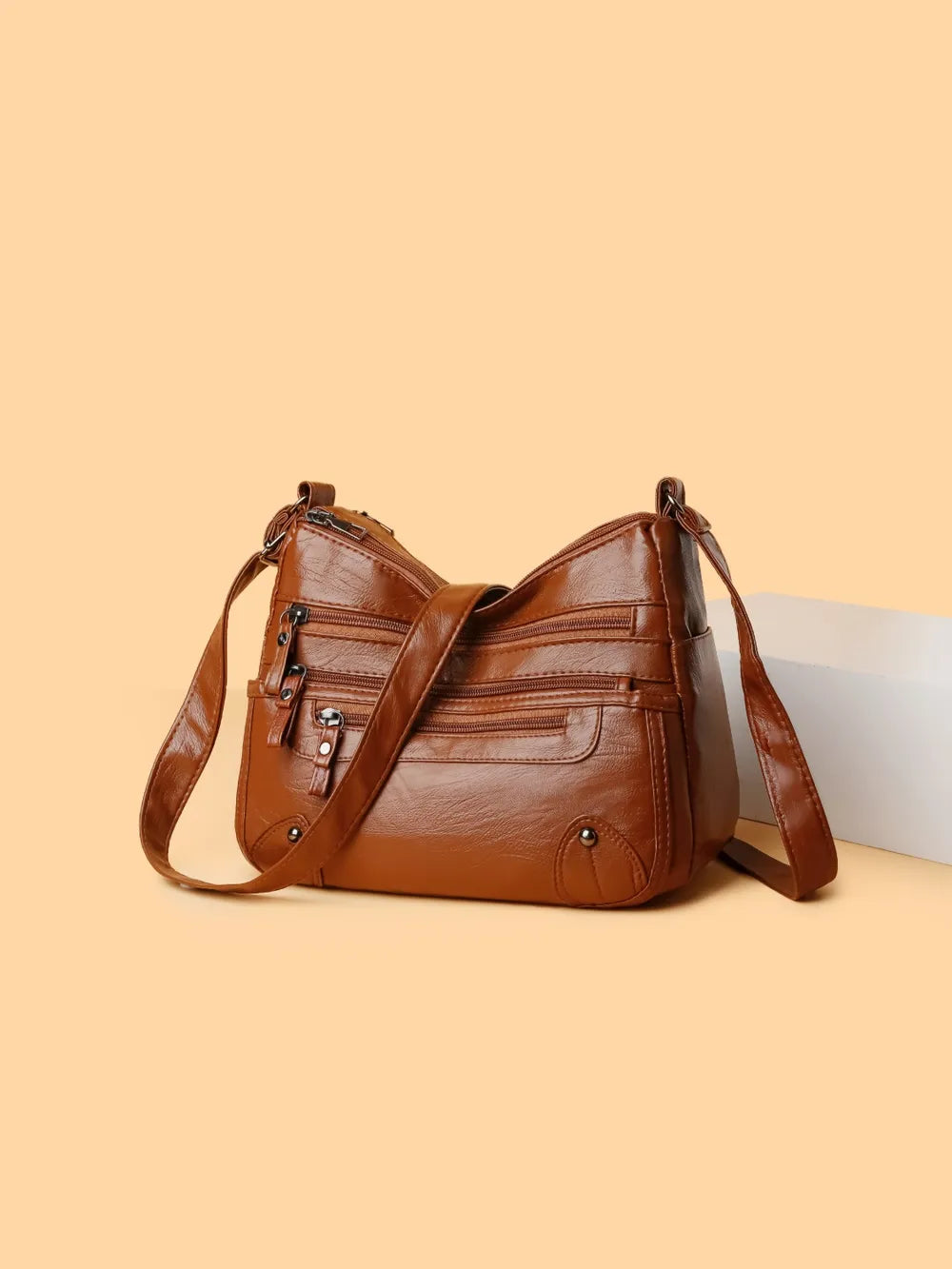 PU Leather Multi Pockets Shoulder Bag