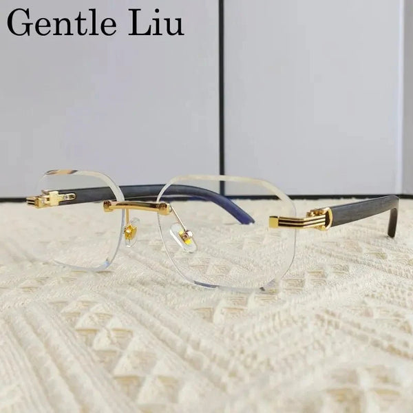 Vintage Square Rimless Sunglasses | Frameless UV Protection Eyewear for Men