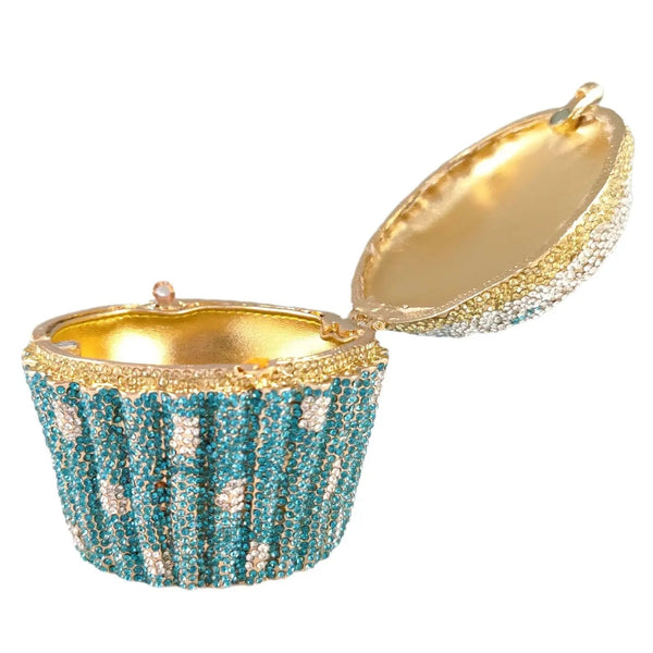 Women Blue Cupcake Evening Bag Crystal Clutch Purses Wedding Bridal Rhinestone Handbag Party Minaudiere Bag